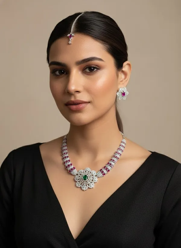 Silver_Brass_Necklace_Set_For_Women